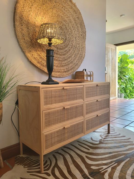 consola, aparador,  comoda, rattan, decoração,  rustico