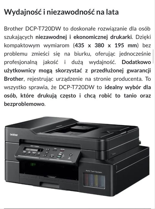 Superwydajna Drukarka Brother DCP -T720DW
