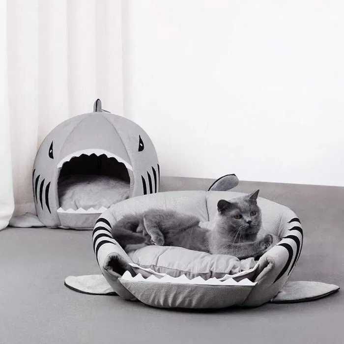 Cama Casota Almofada para animais Cão Gato em formato Tubarão novo