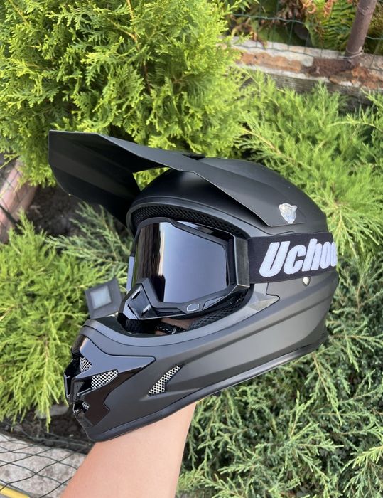 Кросовий мото шолом + окуляри