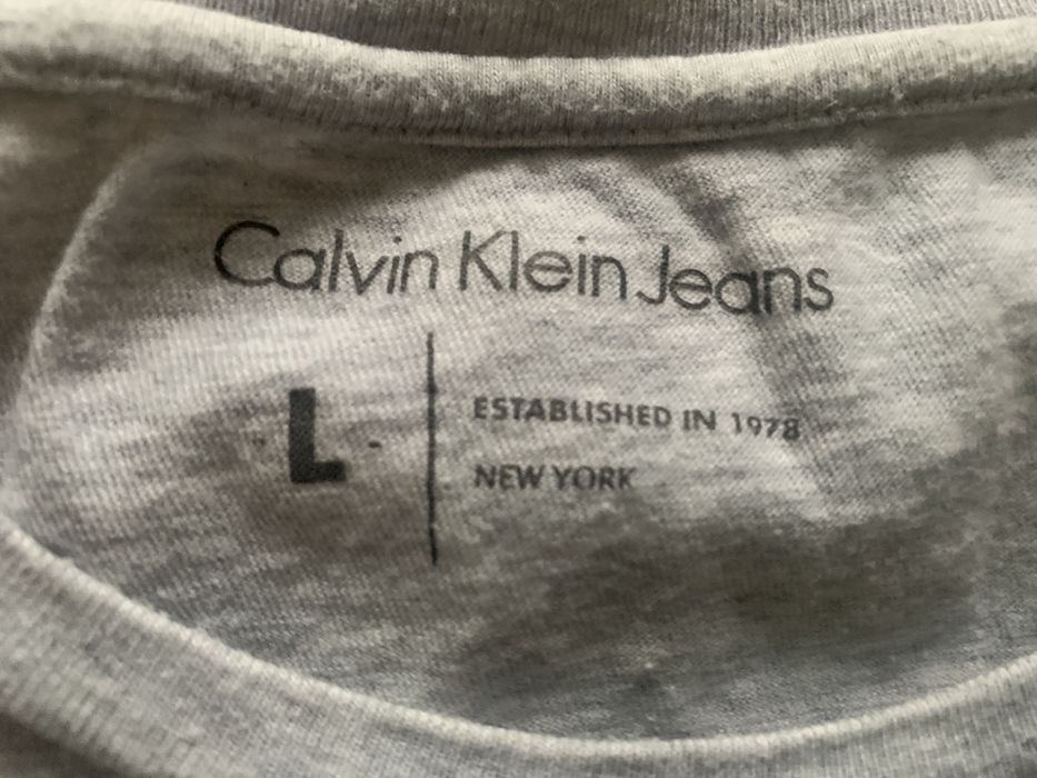 CK Calvin Klein bluzka T- Shirt damska szara r. L, bawełna