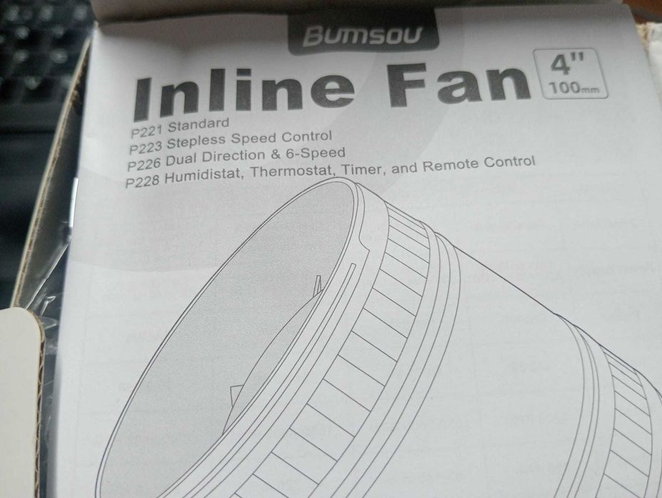 Extrator Inline Fan P226 100mm (Novo) – Fluxo 220 + 6 Vel. + Comando