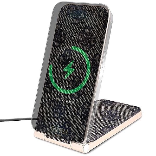 Ładowarka indukcyjna Guess 4G Pattern MagSafe składana 2w1/15W - brązo