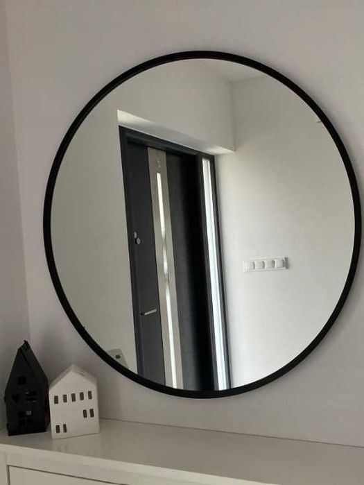 Lustro Dekoracyjne Ozdobne Ścienne Łazienkowe Czarna Rama 80cm