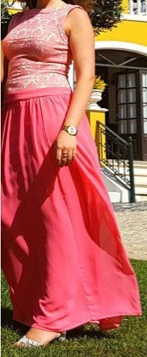 Vestido comprido cerimonia rosa Blanco
