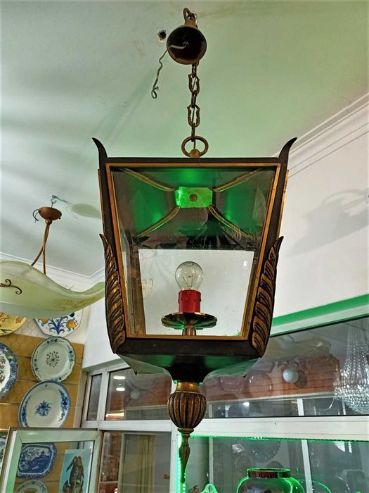 Lanterna Teto 1 Lâmpada Vidros Biselados