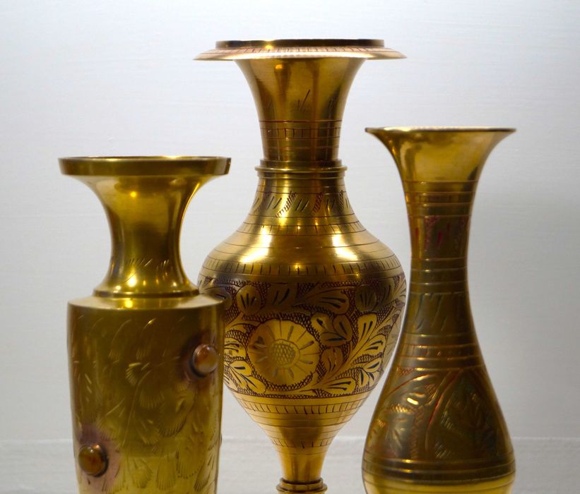 INDYJSKIE wazony z mosiądzu, lata PRL