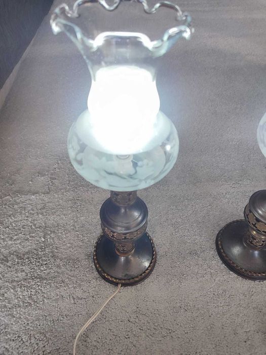 2 Candeeiros de Mesa Vintage em Latão/Metal