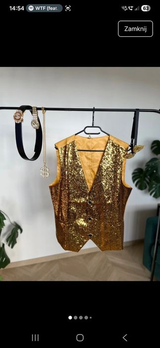 Męski złoty strój karnawałowy dolar