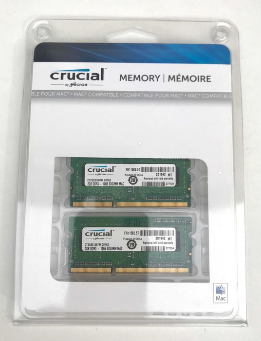 NOWA Pamięć RAM 4GB 2X2GB Crucial DDR3 1066 SODIMM kompatybilna z MAC