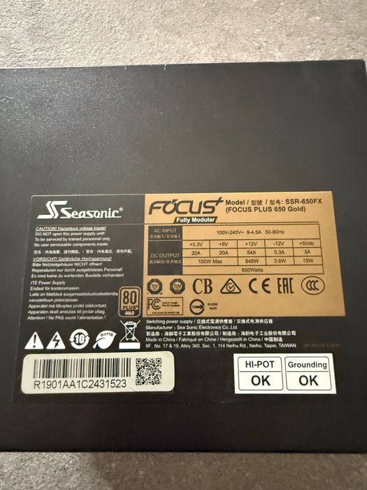 Fonte Seasonic FOCUS Plus 650W Gold | Totalmente Modular | 80+ Gold