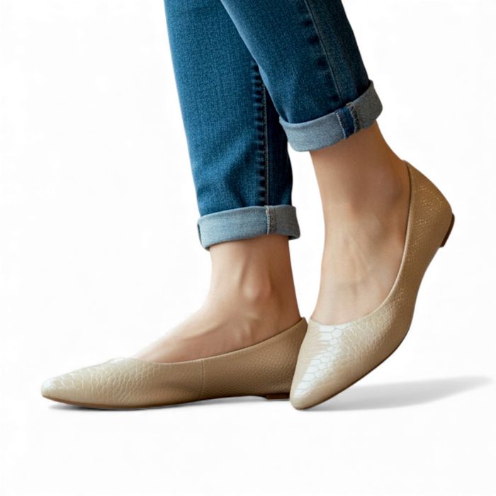 Baleriny damskie płaski obcas casualowe beżowe balerinki 6489 rozm. 41