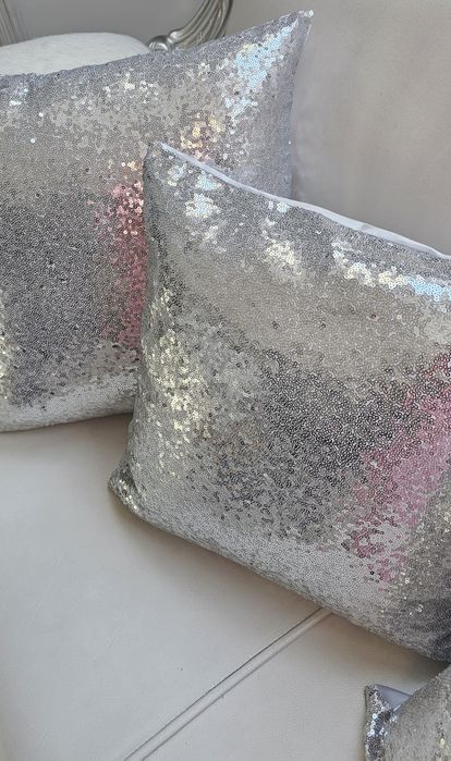 Poszewki cekiny srebrne 2 szt   45x45