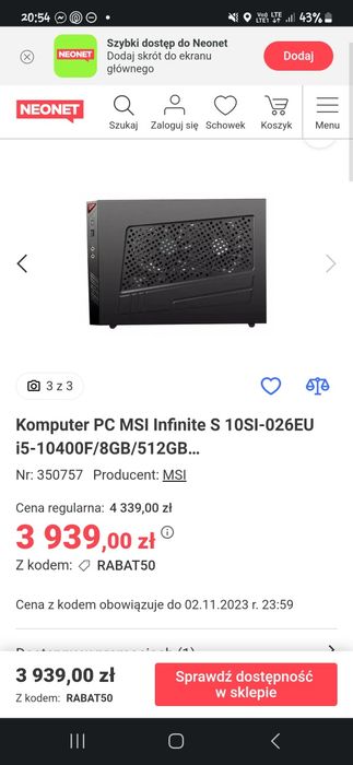 Komputer Msi infinite