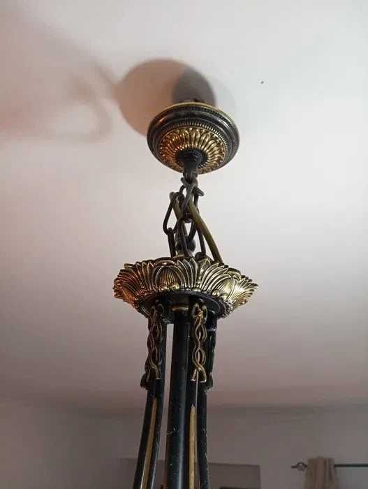 Candeeiro de teto Vintage em Ferro Preto e dourado*