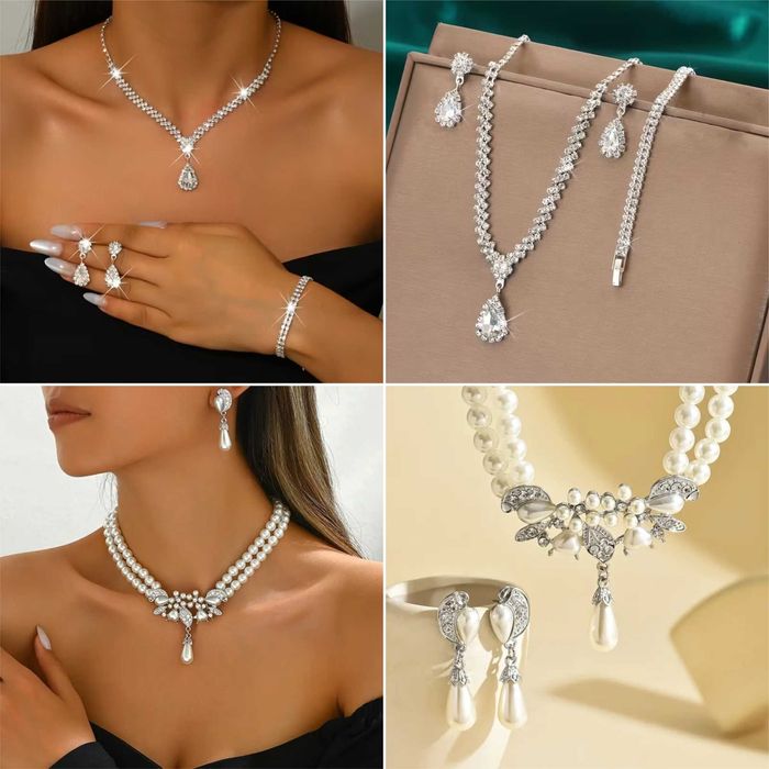 Conjuntos jóias strass ou  pérolas. Anti-alérgicos. Lindíssimos. Novos