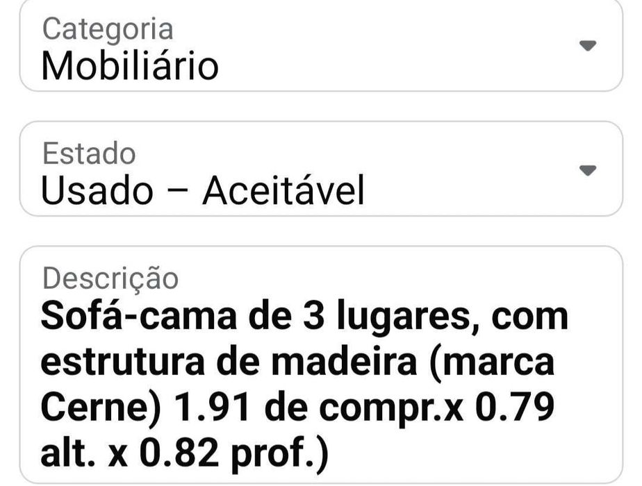 Sofá-cama de 3 lugares (marca Cerne)