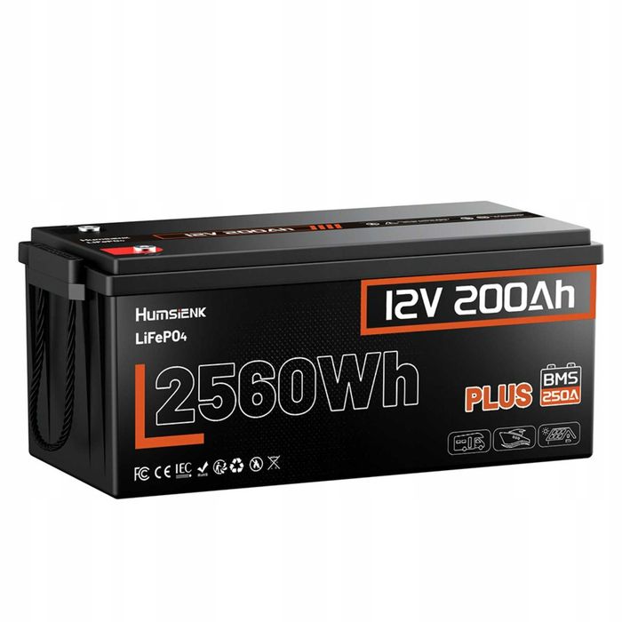 LiFePo4 Smart акумулятор Humsienk 200Ah 12V. BMS - 250A. Літій залізофосфатний акумулятор 2560Wh