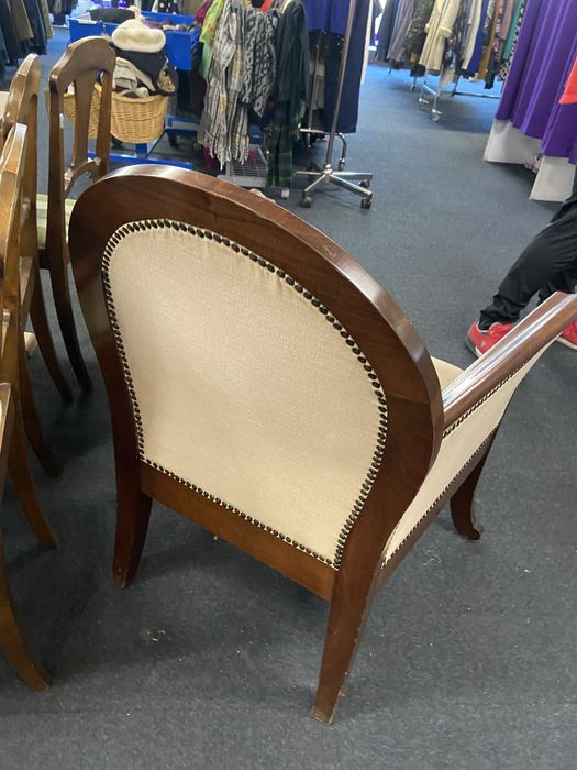 Stylowy fotel klubowy Biedermeier / Art Deco | Welur & Mahoń | Antyk