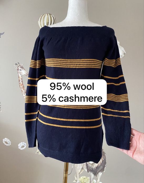 Whistles sweter wełna kaszmir paski granatowy XS premium