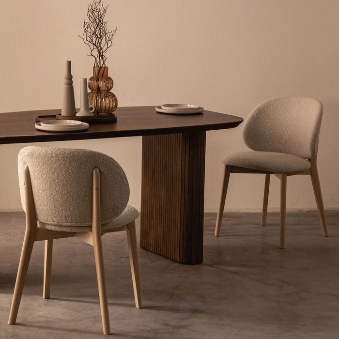 ZZ2245 - Selva, Krzesło tapicerowane, jasnobeżowe/buk, boucle