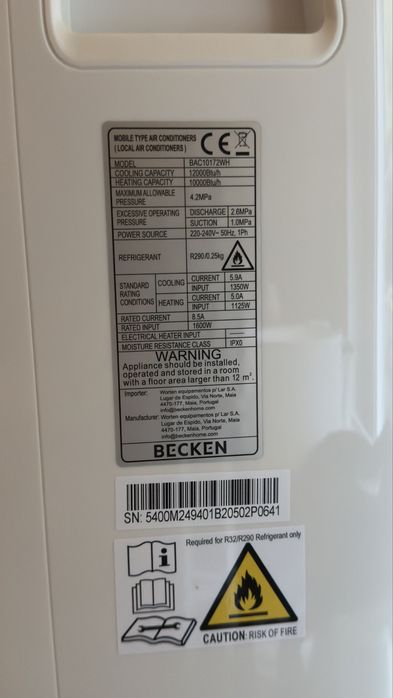 Ar condicionado 12btu portatil Becken