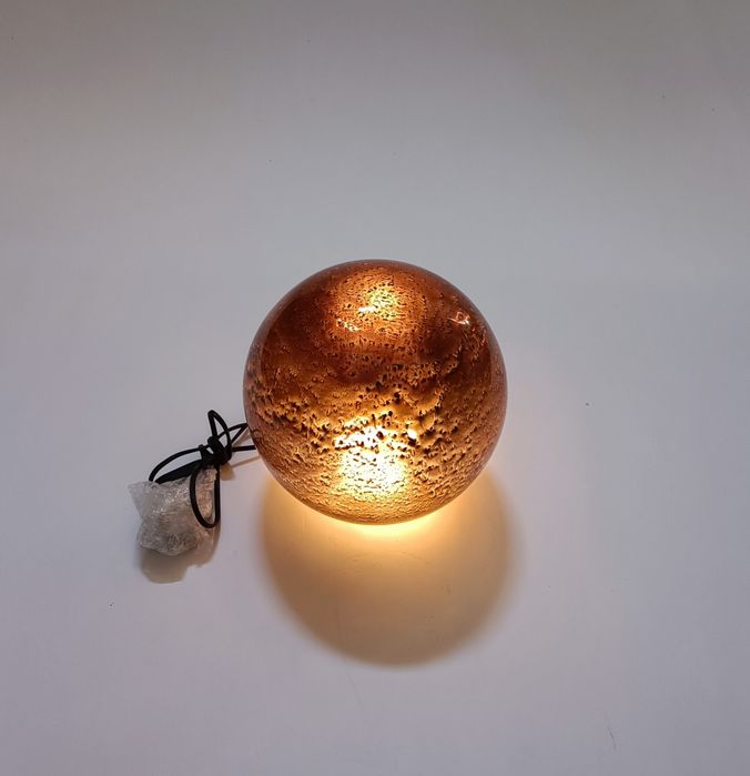 Candeeiro esfera vidro soprado cobre/dourado