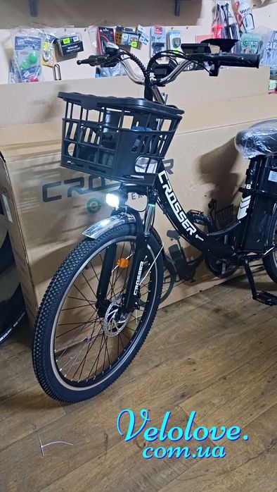 Электровелосипед Crosser 26" 600W 48V 20A/h, доп сиденье, диск тормоза, пробег 50 км/ 1 заряд