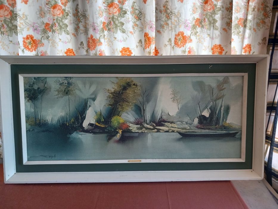 Quadro antigo em tela pintado a óleo