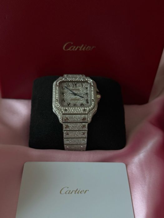 Cartier Santos de Cartier Large „Iced Out” Custom Arabic Dial (2025) L