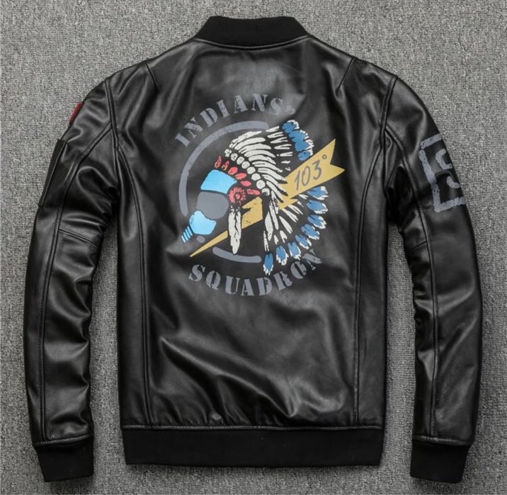 Męska kurtka skórzana Italy vintage ramoneska skóra naturalna bomber vintage modna