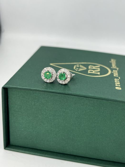 Серьги с изумрудом или рубином с бриллиантами золото 585