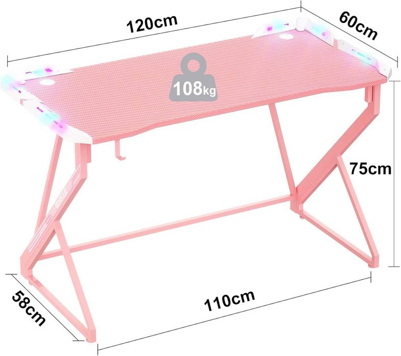 Nowe biurko / blat / stół / stolik / różowe / 120x60cm/ BEXEVUE !A989!