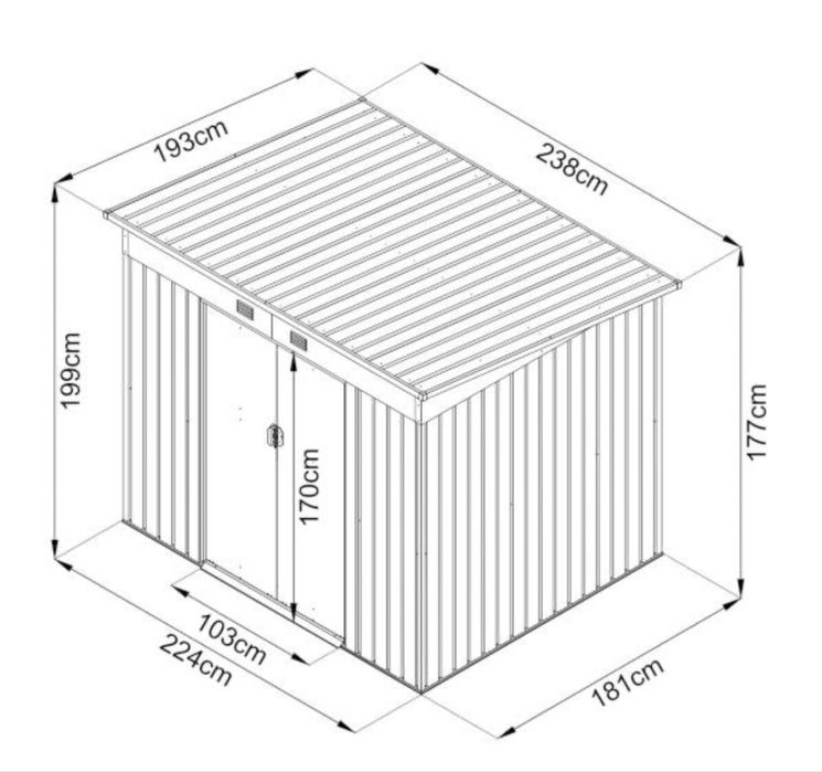 Abrigo de ferro Cinzenta Antracite 199x238x193
