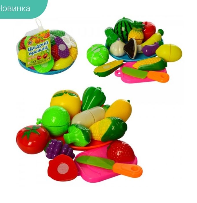 Овочі та фрукти на липучках.