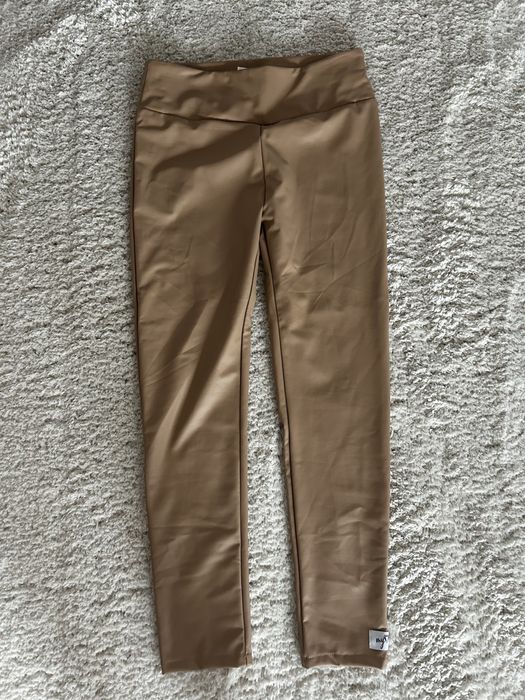 NOWE Legginsy spodnie woskowane brązowe karmelowe beżowe damskie XL XXL My Luxe rozmiar 4