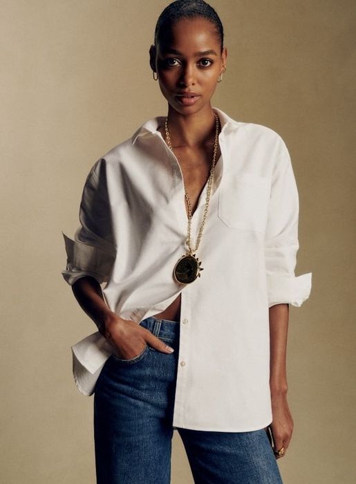 базова біла сорочка з натуральної бавовни вільного крою Sezane,