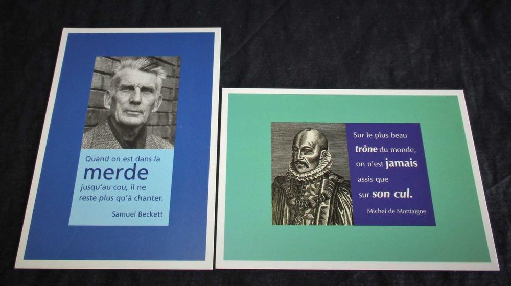 Postais de Samuel Beckett e Michel de Montaigne