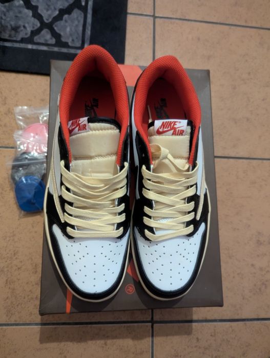 Travis Scott x Air Jordan 1 czarne białe czerwone haczyki męskie trampki buty DM