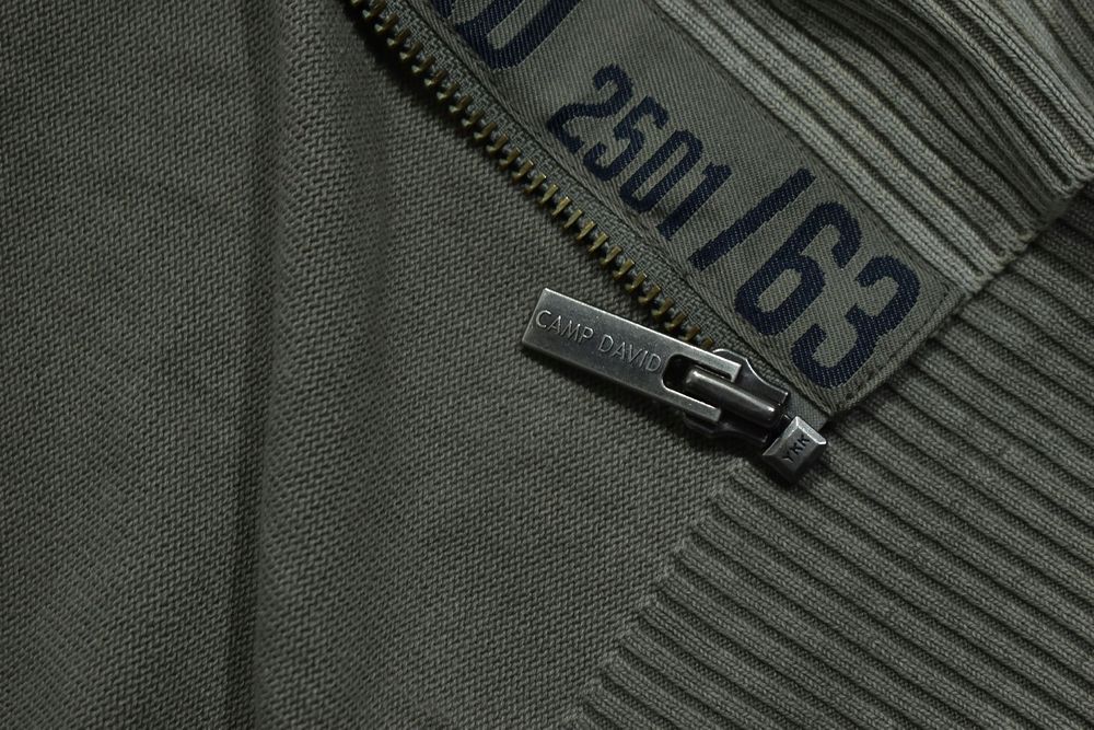 Camp David Bawełniany Rozpinany Sweter Męski Wash Effect M