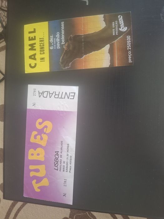 Bilhetes antigos concerto Tubes Camel
