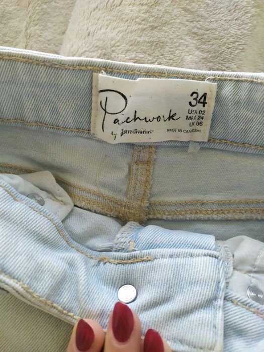 Jeansy Patchwork Stradivarius XS 34