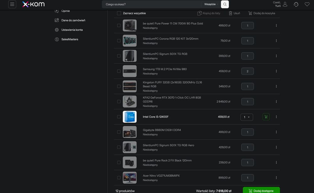 Komputer gamingowy RTX 3070. I5-12400f. Oddaje cały zestaw.