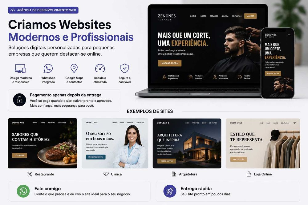 Criação de Websites Profissionais | Empresas, Restaurantes, Barbearias e Lojas