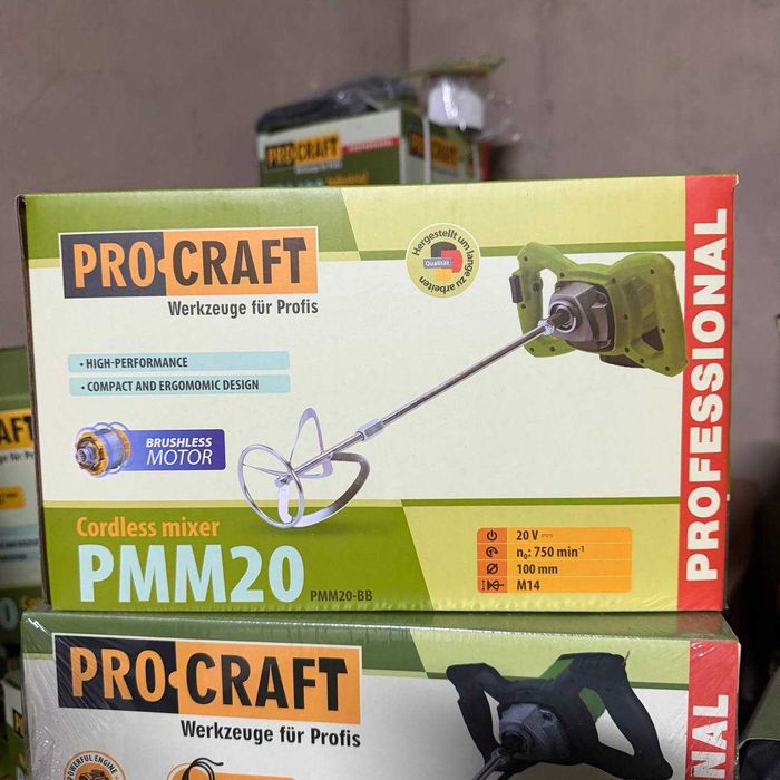 Акумуляторний будівельний міксер Procraft PMM20 20В безщітковий M14 без АКБ