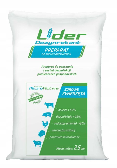 Lider Dezynfekant 25kg- osusza legowiska, neutralizuje zapachy