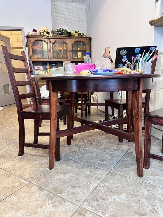 Stół drewniany okragly dwa stoły