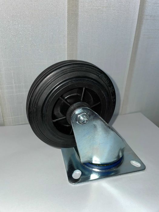 NOWE Kółka przemysłowe/transportowe skrętne 100mm czarna guma 100szt.