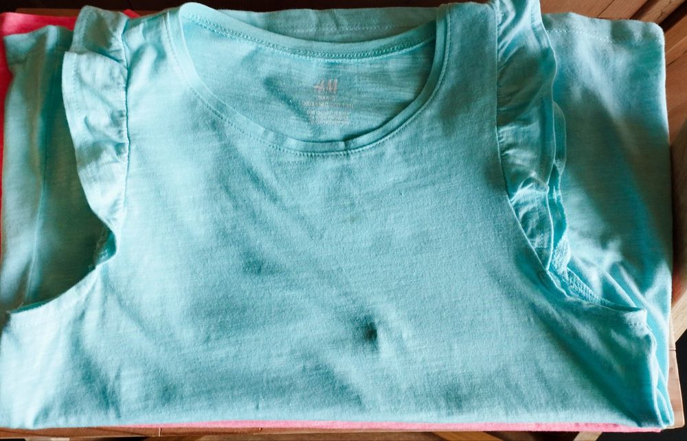 Майка для дівчини рожева H&M з принтом,майка рожева/голуба basic 8-10р