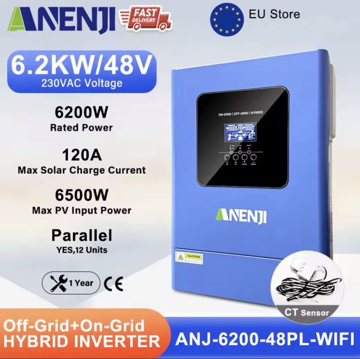 Anenji 48V 6200W Parallel - гібридні інвертор